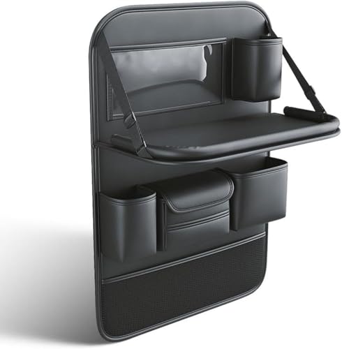 Organiseur de siège arrière de voiture en cuir PU avec tablette rabattable