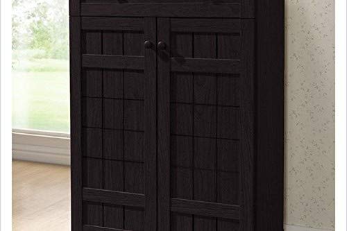 Baxton Studio Glidden Wood Modern Shoe Cabinet, Tall, Dark Brown #TOP3