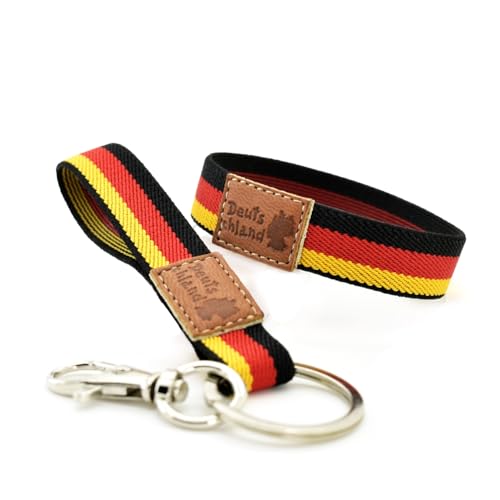 BDM Germany Bracelet, Elastic Germany Flag Bracelet for Men and Women, German Bracelet with Leather Stamp