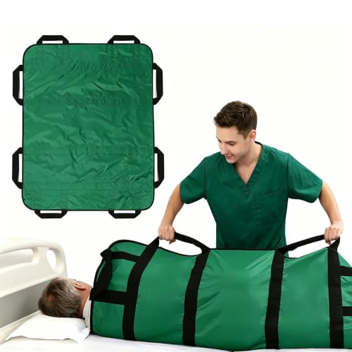 AUSTYLCO Multipurpose Positioning Bed Pad with 8 Reinforced Handles Washable, Waterproof,for Lifting Turning,Transfering,Elderly and Incontinence Patients,Bedridden (Green,48"x40"-Pack of 1)