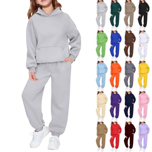 Kids Sweatsuit Boys Girls 2 Piece Tracksuit Jogging Outfits Set Hooded Sweatshirt and Jogger Sweatpants Sets Trendy Clothes