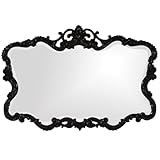 Howard Elliott Antiqued Talida Red Ornate Mirror for Wall, Large Focal Point Rectangular Bedroom Living Room & Vanity Wall Mounted Mirror,Resin Frame, Glossy Black, 27 x 38 Inch