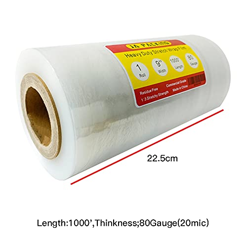 Stretch Film/Wrap Industrial Strength Extra Thick 9” X 1000Ft 80 Gauge Clear Cling Mini Durable Shrink Wrap Film Roll Plastic Wrap For Moving Heavy Duty Adhering Packing Heavy Duty Shrink Film #TOP1