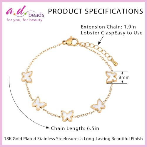 Image of 18K Gold Plated Stainless Steel Dainty Charms Colorful Crystal Birthstone Bracelet Minimalist Cute Jewelry for Women