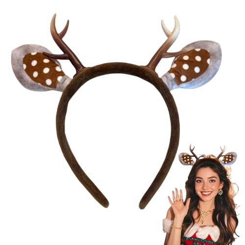 SHEBEEDO Headband Crowns for Women Costume Antlers Ears Hairband Festive Cosplay Party for Adults Women (Reindeer Antlers)