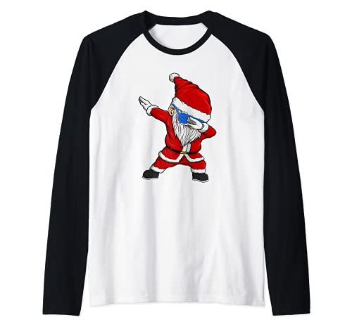 Tamponare Babbo Natale Occhiali da sole Costume di Natale Maglia con Maniche Raglan