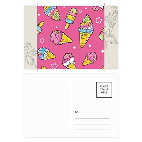 Carte postale fleur Étoiles Pink Sugar Popsicle Ice Cream : Lot de 20 cartes 5,7x3,8 pouces