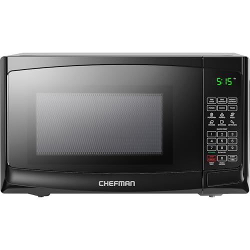 Chefman Countertop Microwave Oven 0.9 Cu. Ft. with Digital Display, 900 Watts, 6 Auto Menus, 10 Power Levels, Eco Mode, Memory Function, Mute Option, Child Safety Lock, Easy Clean