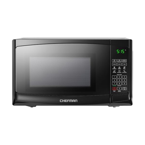 Chefman Countertop Microwave Oven 0.9 Cu. Ft. with Digital Display, 900 Watts, 6 Auto Menus, 10 Power Levels, Eco Mode, Memory Function, Mute Option, Child Safety Lock, Easy Clean