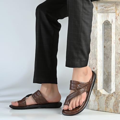 Image of Centrino Men's Slippers | Kolhapuri Style Chappals with Soft Cushioned Footbed | Comfortable & Durable | Traditional Yet Stylish Footwear for Men (9541)