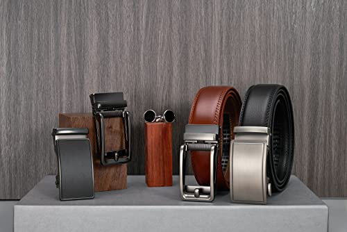 28"-68" Men's Leather Ratchet Dress Belt Big And Tall With Automatic Buckle4