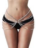 Rhinestone Body Chains Jewelry For Women And Girls Sexy Belly Waist Chain Bikini Beach Accessories Suitable for a Variety of Carnival scenes (Silver)