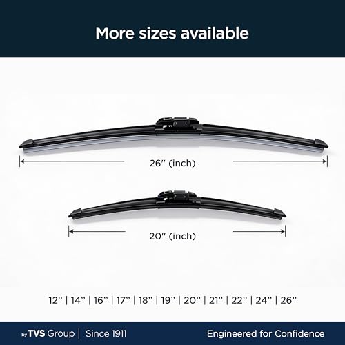 Image of myTVS Frameless wiper blades | Wipers for All car | Wiper set for Front Wind Shield | Size 26 inch x 20 inch Inches