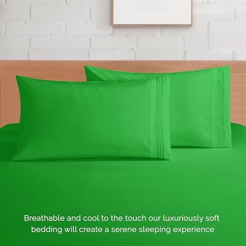 Elegant Comfort Luxurious 1500 Premium Hotel Quality Microfiber 4-Piece Sheet Set, 18-24 Inches Deep - Extra Deep Pocket Sheets - Ultra Soft 4PC Deep Pocket Sheets, Twin/Twin XL, Emerald Green