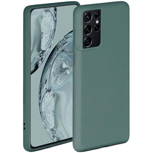 Coque Samsung S21 Ultra ONEFLOW en silicone souple bleu pétrole avec protection caméra arrière