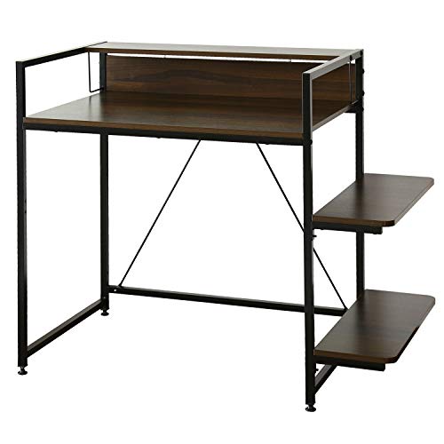 DORIS ドリス パソコンデスク ラック付き モニター台付き 収納 ラック 幅80cm デスク 机 ウォルナット アマリア 80cm