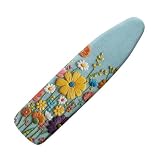 Bügelbrett bezug 120 x 40 Gelbe Blumen Bügelbrettbezüge elastisch und bequem,Verdickete Polsterung,Bügelbrettbezug Atmungs-und Rutschschutz,für Dampfbügeleisen,Langlebig waschbar