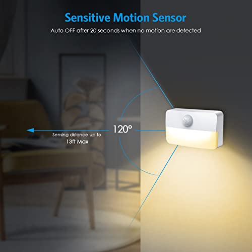 Image of AMIR 6 Pack Mini Motion Sensor Stair Light for Indoor, Battery-Powered LED Night Light, 40 Lumen 3000K, Cordless Closet Lights, Safe Lights for Stairs, Hallway, Bathroom, Kitchen, Cabinet