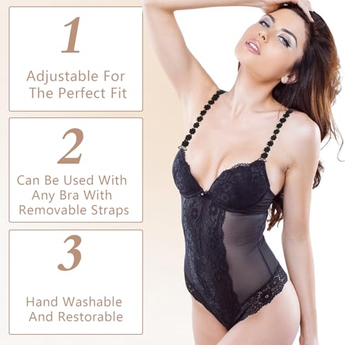 Andibro 3 pares de alças de sutiã femininas, alças de substituição de lingerie removíveis, alças de