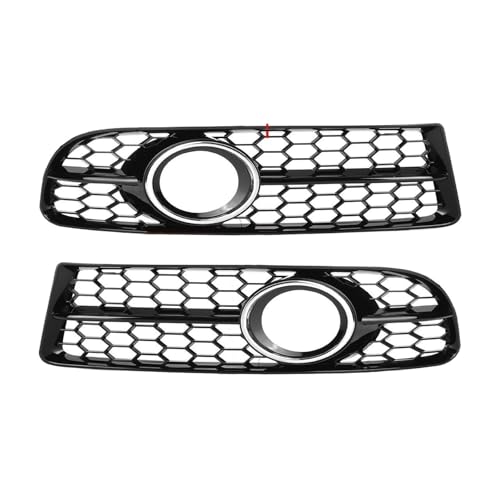 PCJQGEGSV(小さな店) に適合 アウディ A4 B7 S4 B7 A4 S-ライン 2005 2006 2007 2008 フロントバンパー フォグランプグリル ハニカムメッシュ フォグランプグリルカバー 1ペア(Chrome+Silver)