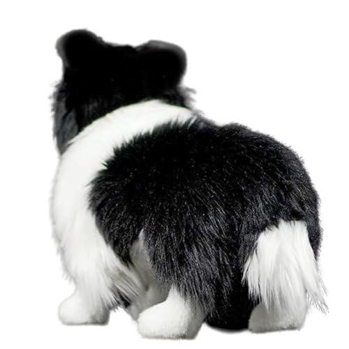 capybaraflying Niedliches simuliertes Border Collie-Plüschtier,28cm/11in realistisches Border Collie-Kuscheltier,kuschelige Schlafzimmerdekoration für Teenager – Schwarz