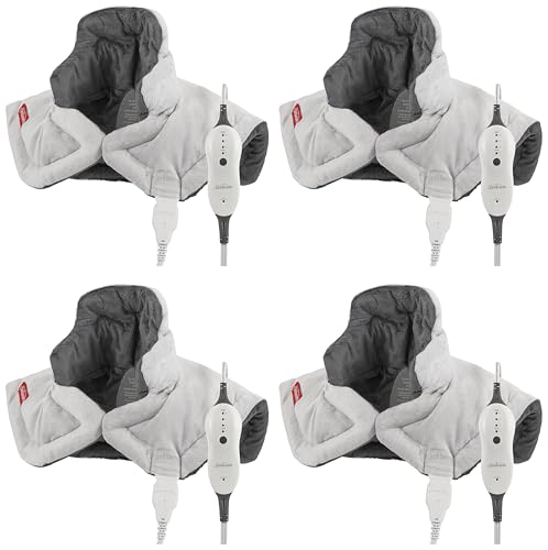 Image of Sunbeam Contoured Heating Pad for Neck & Shoulder Pain Relief with Auto Shut Off Moist Heating Option 22 x 19 Grey,(Pack of 4)