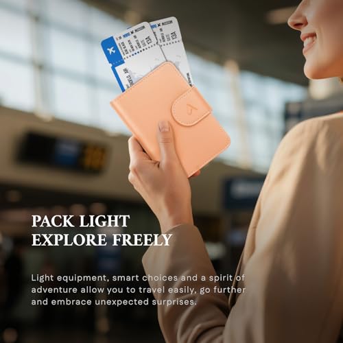 Image of ALLIVE Genuine Leather Passport Holder, Rfid Passport Holder for Travel with AirTag Hidden, Passport Cover Wallet Travel Must Haves Airport Essentials, Passport Cover Travel Gifts (Beige)