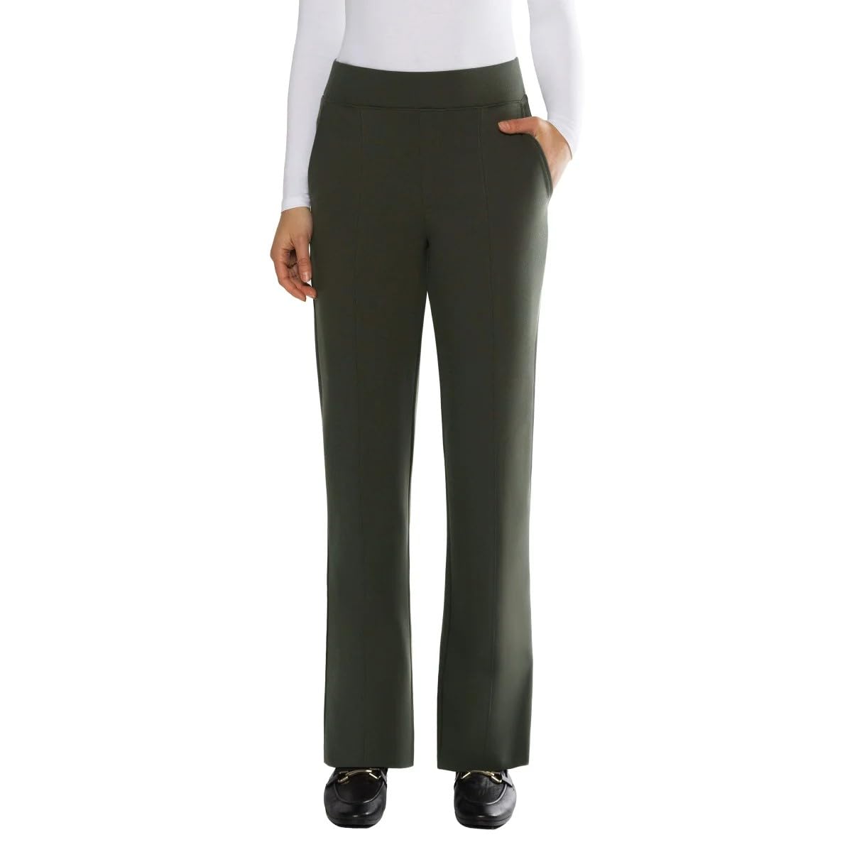 Matty M Womens Pull On Straight Leg Office Pants US Alpha XX-Large Regular Regular Dark Olive