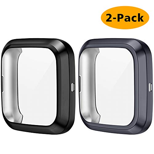 CAVN 2 Packs Case Compatible with Fitbit Versa 2 Screen Protector, Full Coverage