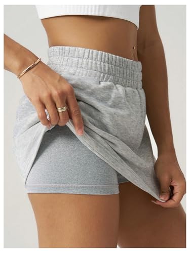 SHENHE Women's Sweat Skirt Elastic Waist Workout Tennis Athletic Skort with Shorts2
