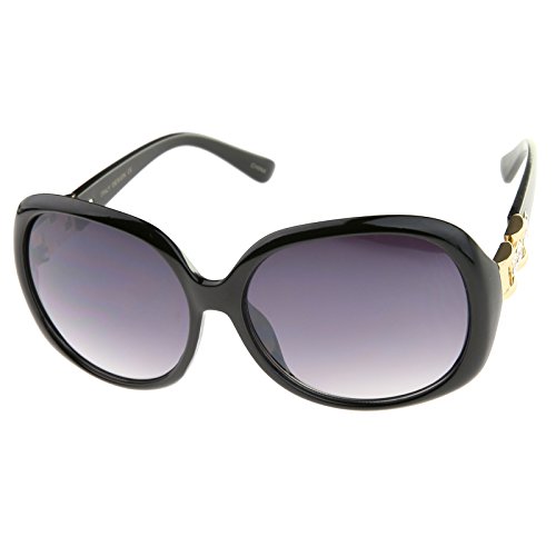 zeroUV Women's Chain And Rhinestone Temple Round Oversize Sunglasses 60mm2