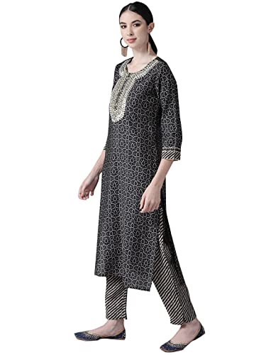 Image of ishin Women's Rayon Burgundy Embellished A-Line Kurta set With Skirt