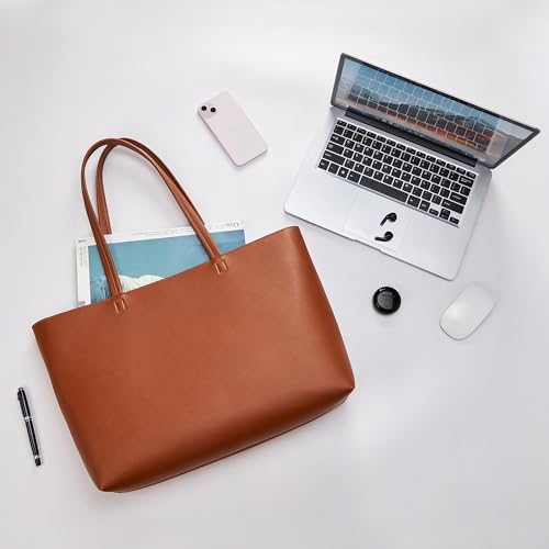 Image of KALIDI Tote Bag Zipper Shoulder Bag Faux Leather Purses Satchel for Women Casual Handbag Work Dating College