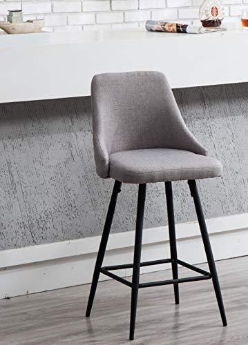 Btexpert Premium Upholstered Dining 25" Seat Height High Back Stool Bar Chairs, Set Of 2 Pack Gray Polyester #TOP4