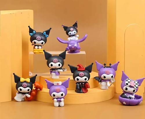 Image of Gifts- Hello Kitty Kuromi Action Figure Toys for Dashboard, Study Table, Office Desk Decoration - Gift for Fans and Collectors| Multicolor 8 pcs