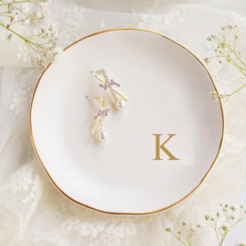 Ceramic Plates With Letter K, Milky White Kitchen Plates,Kitchen Dinnerware & Accessories For Wedding Gifts Souvenirs Housewarming Gifts Birthday Gift