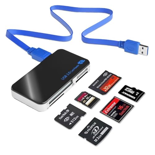 MEIKEMAN SDカードリーダー 6in1 USB 3.0 メモリカードリーダー【SD、Micro SD/TF、CF、MS、M2、XD/SM、UHS-I/UHS-IIカード用】5Gpbs高速転送 ポータブル SDカードアダプター MacBook Pro/Air、Windows、PCに対応, メモリーカードケース無料付属