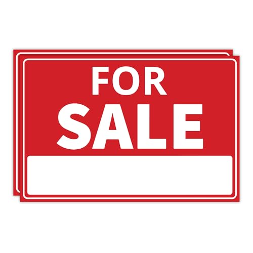 2PC For Sale Sign Car, 12 Inches by 8 Inches - 20 mil Polystyrene Plastic - Car For Sale Signs For Vehicles Window Boat