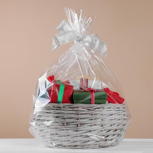 Image of Morepack Shrink Wrap Bags for Gift Baskets 24x30 Inches 5 Pcs