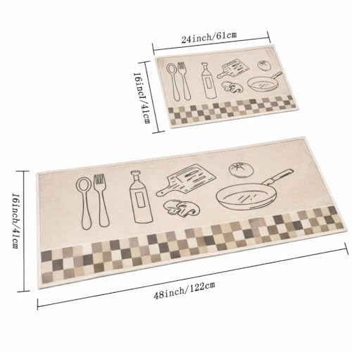 Image of HomeCloud Anti Fatigue Kitchen Rug Printed Thick Anti Slip, Washable, Big Size, Designer Folding Kitchen Mat for Home BedroomStandard Size (41 x 122 cm 41 x 61 cm) (Check Box Tools Beige)