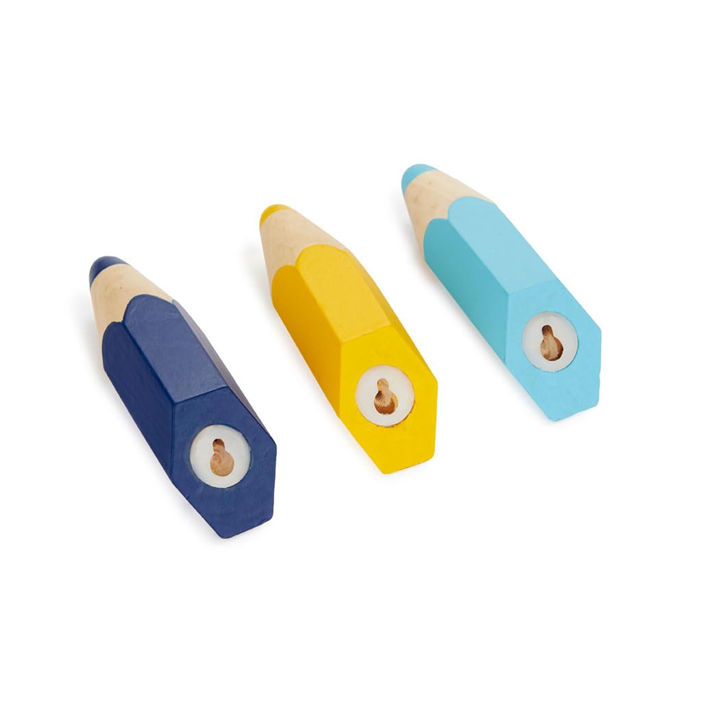 Balvi Appendino da Parete Pencil Colore Giallo, Azzurro, Blu Scuro 3 Pezzi Legno
