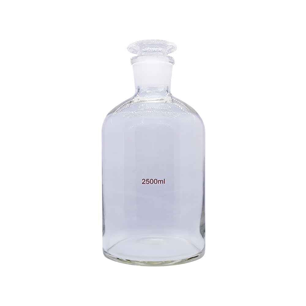 1 x Flasche aus Borosilikatglas, schmale Öffnung, Laborflasche, transparent, große Öffnung, Reagenzflasche (2500 ml)