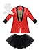 YiZYiF Disfraz Circo Domadora Niñas 3Pcs Traje Disfraces Circo Chaqueta Roja, Falda...