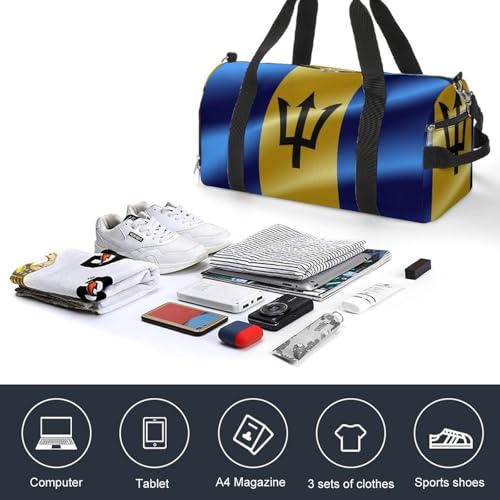 Large Overnight Luggage Bag Travel Weekender Duffle Bag Sport Beach Yoga Bags Flag of Barbados4
