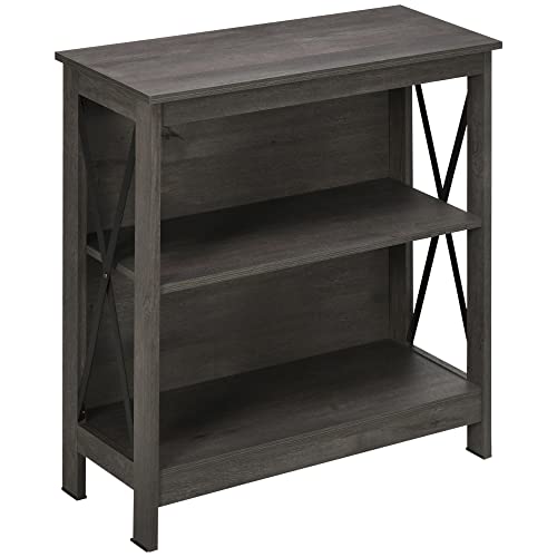 HOMCOM Industrial Style Corner Open Bookshelf with Storage Shelve...
