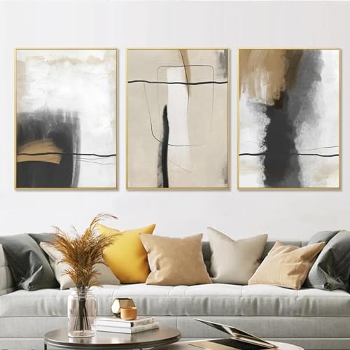 Aquarelle abstraite contemporaine noir beige affiche toile 50x70 cm décoration