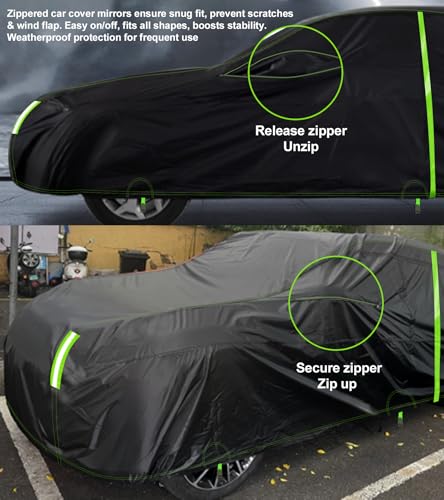 Image of Custom Fit for Jeep Compass Car Cover 2007-2026 Compact SUV Covers 100% Waterproof with Zipper Door & Side Mirror Pockets All Weather Snowproof Rain Hail UV Protection Outdoor Full Cover