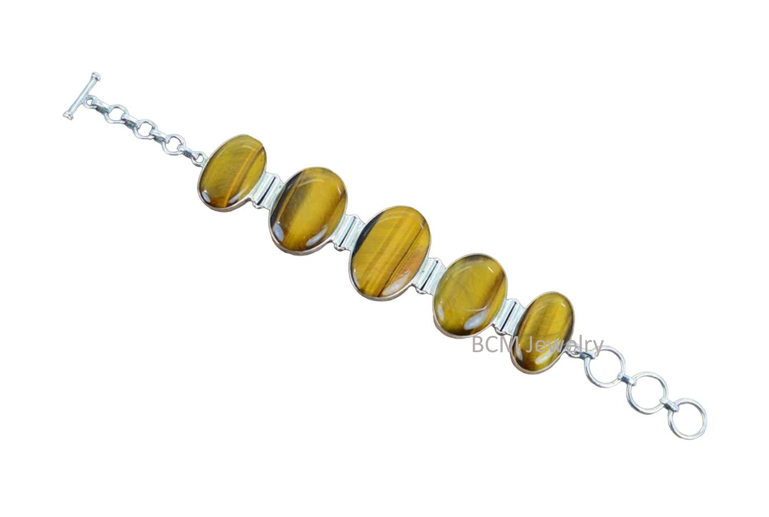 Bracciale in argento sterling 925 per donna, uomo e ragazza, gioielli con bracciale artigianale in pietra preziosa occhio di tigre
