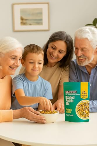 Image of Kravings Roasted Protein Mix Namkeen | High Protein 48g per 200g Each | Masala Flavor | Healthy Low-Calorie Snack with Pumpkin Seeds & Flax Seeds | Diabetic-Friendly Mix of 7 Roasted Pulses (Pack of 2) | High Protein 48g per 200g Each | Masala| Healthy with Pumpkin Seeds & Flax Seeds | Diabetic-Friendly Mix of 7 Roasted Pulses