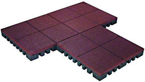 KIDWISE PlayFall Playground Safety Surfacing Terra Cotta - 2' x 2' Rubber Tile (4 sq. ft.) 1.75" Thickness